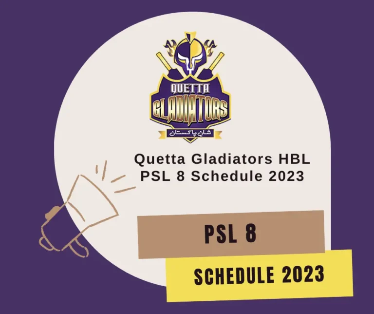 Quetta Gladiators HBL PSL Schedule 2024