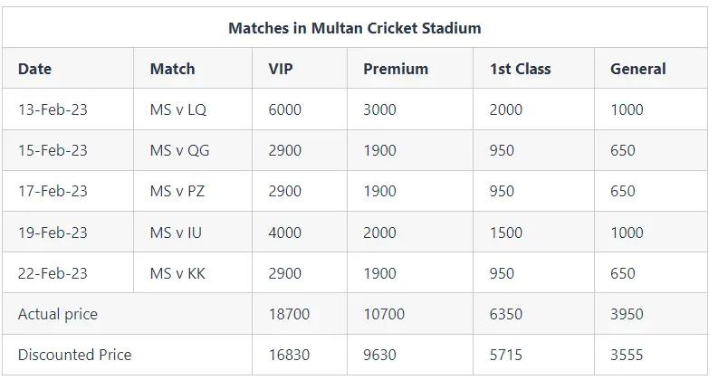 Multan Cricket Stadium Season Pass