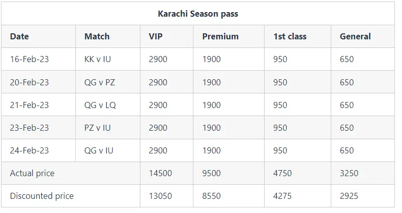 National Stadium Karachi season pass