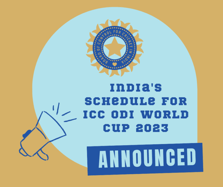 India's schedule for ICC ODI World Cup 2023