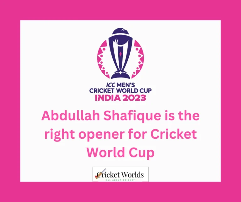 Abdullah Shafique is the right opener for the Cricket World Cup