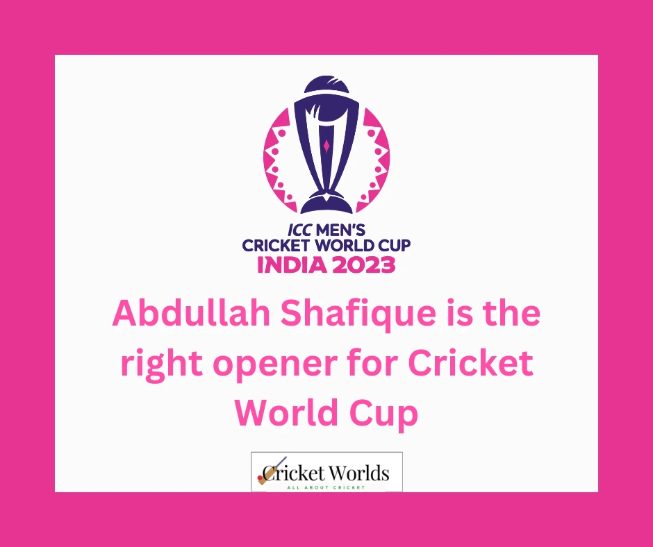 Abdullah Shafique is the right opener for Cricket World Cup