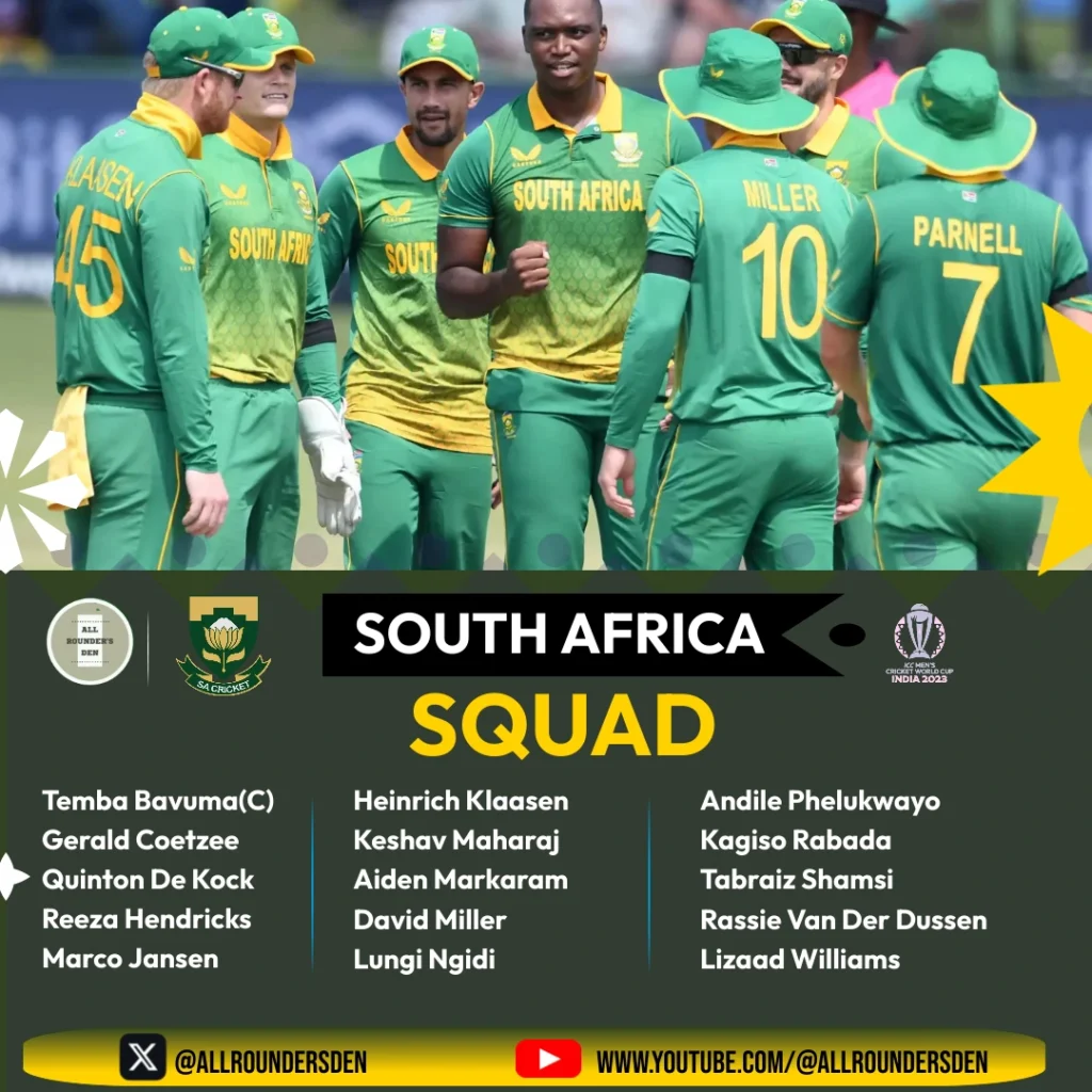 South Africa team for CWC23